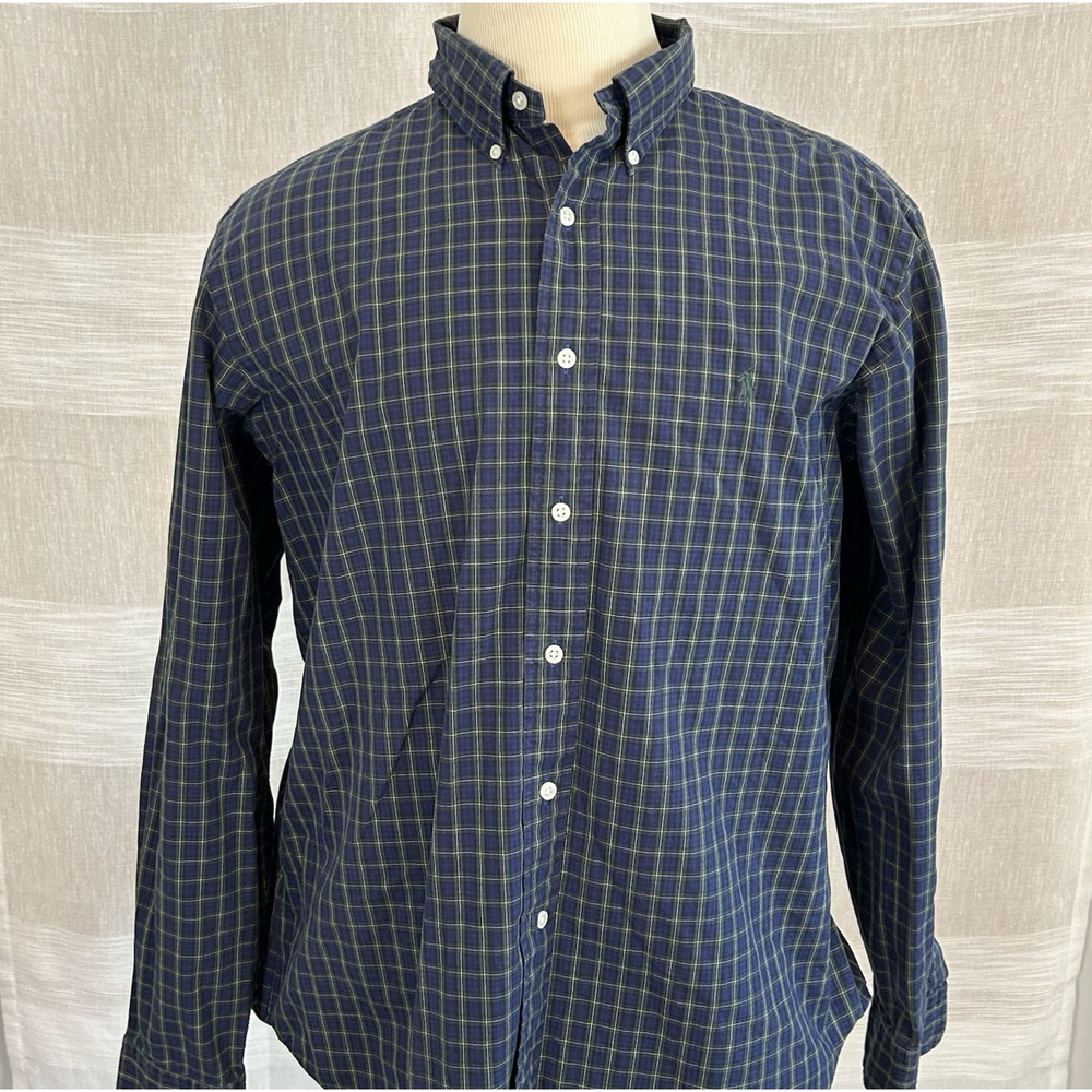 Ralph Lauren Mens XL 17‎ 1/2 Shirt Button Down Long Sleeve Plaid Pony Vintage